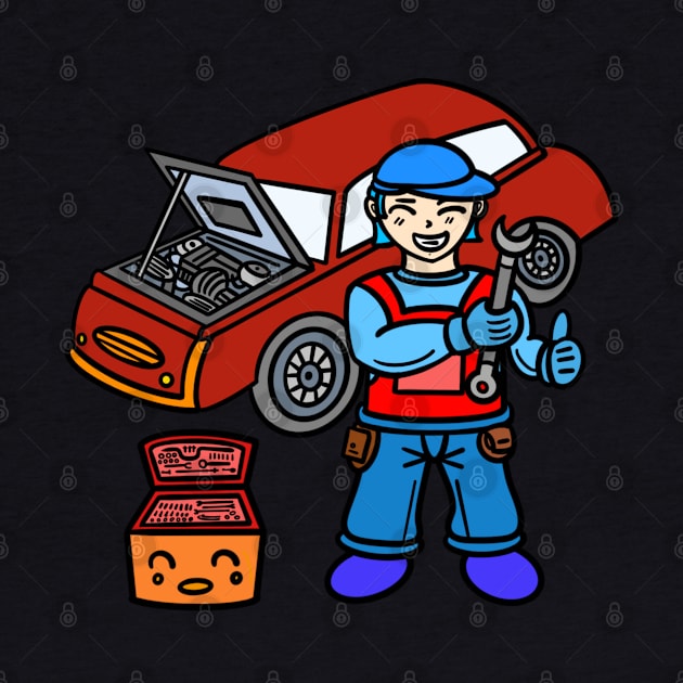 Chibi car mechanic by Andrew Hau